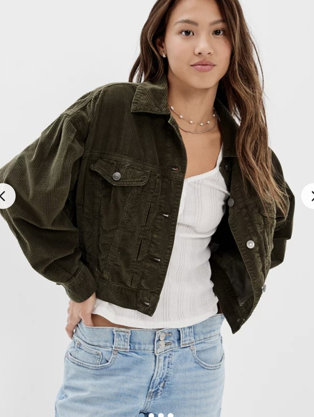 American Eagle Outfitters Olive Green Corduroy Crop Jacket
